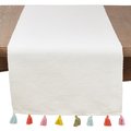 Saro Lifestyle SARO  16 x 72 in. Rectangular Fiesta Tassel Long Table Runner - Ivory 6263.I1672B